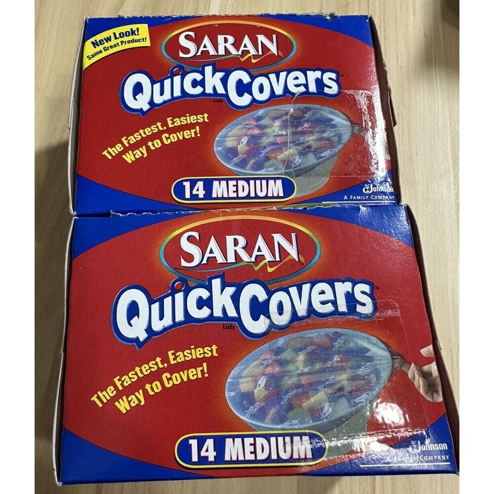 2 X Saran Quick Covers Lids‎ Open Box (21 Total) Medium Covers Vintage